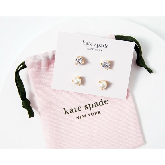 kate spade new york Rise and Shine Earrings 2-Stud Set | Pearl CZ | MSRP $68 - Picture 2 of 6